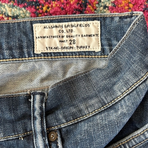 🔥All Saints | Women’s blue distressed raw hem Jean shorts, front/back pockets 28 - Picture 5 of 13